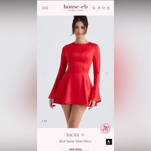 House of CB Red Satin Mini Dress